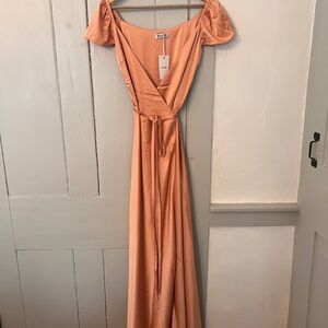 NOIRE Peach Maxi Satin Dress